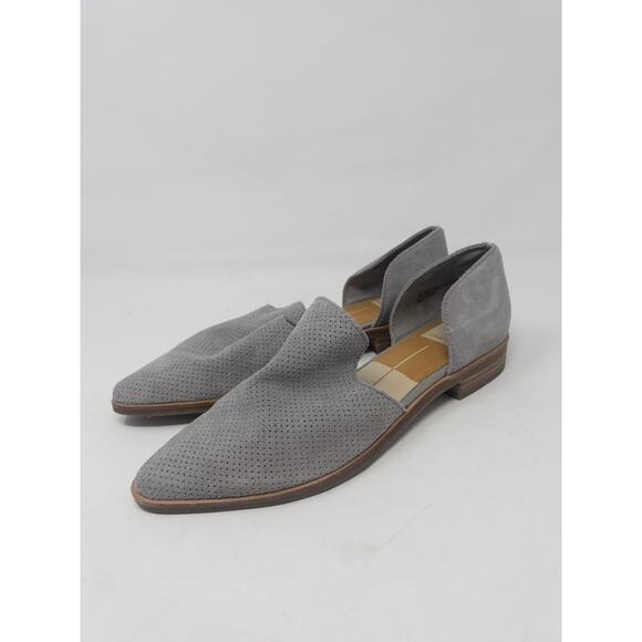 Dolce Vita KELSA Grey Suede Block Heel Flat Pointed Toe Slip On Shoe Size 8 - Picture 1 of 6